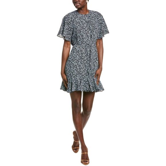 Cece Womens  Raglan Fluted Hem Mini Skater Dress, Black - Picture 1 of 3